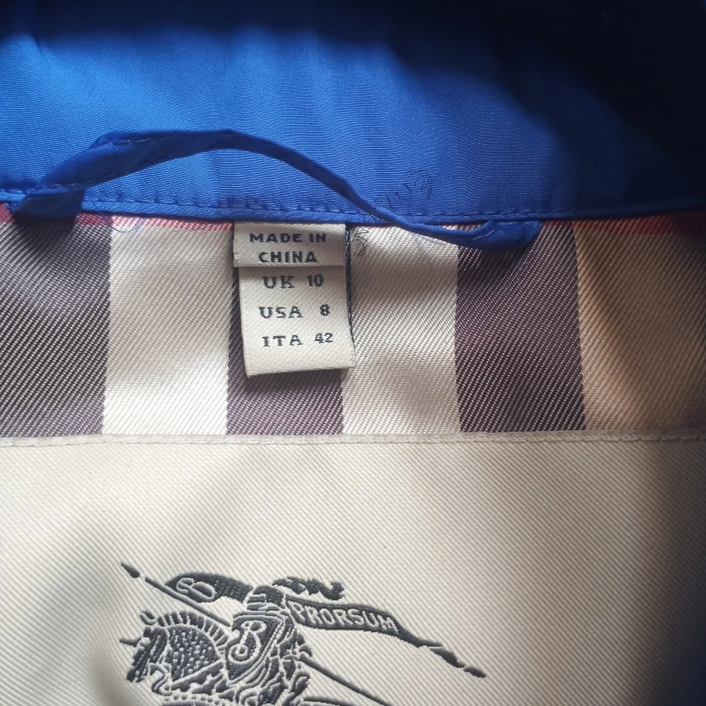 Burberry Blue Windbreaker Nylon Trench Coat - Picture 14 of 16